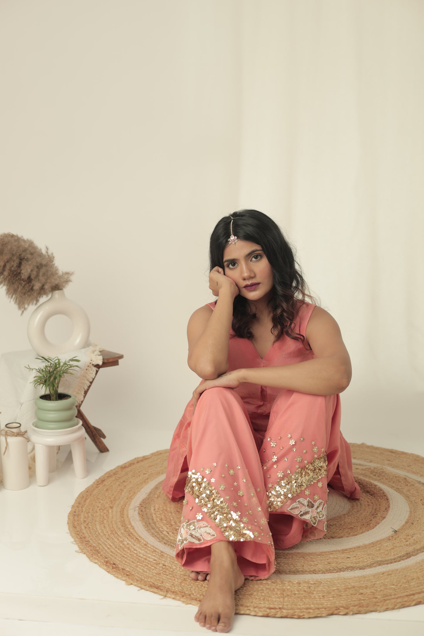 Noor Peach Glow Palazzo Set