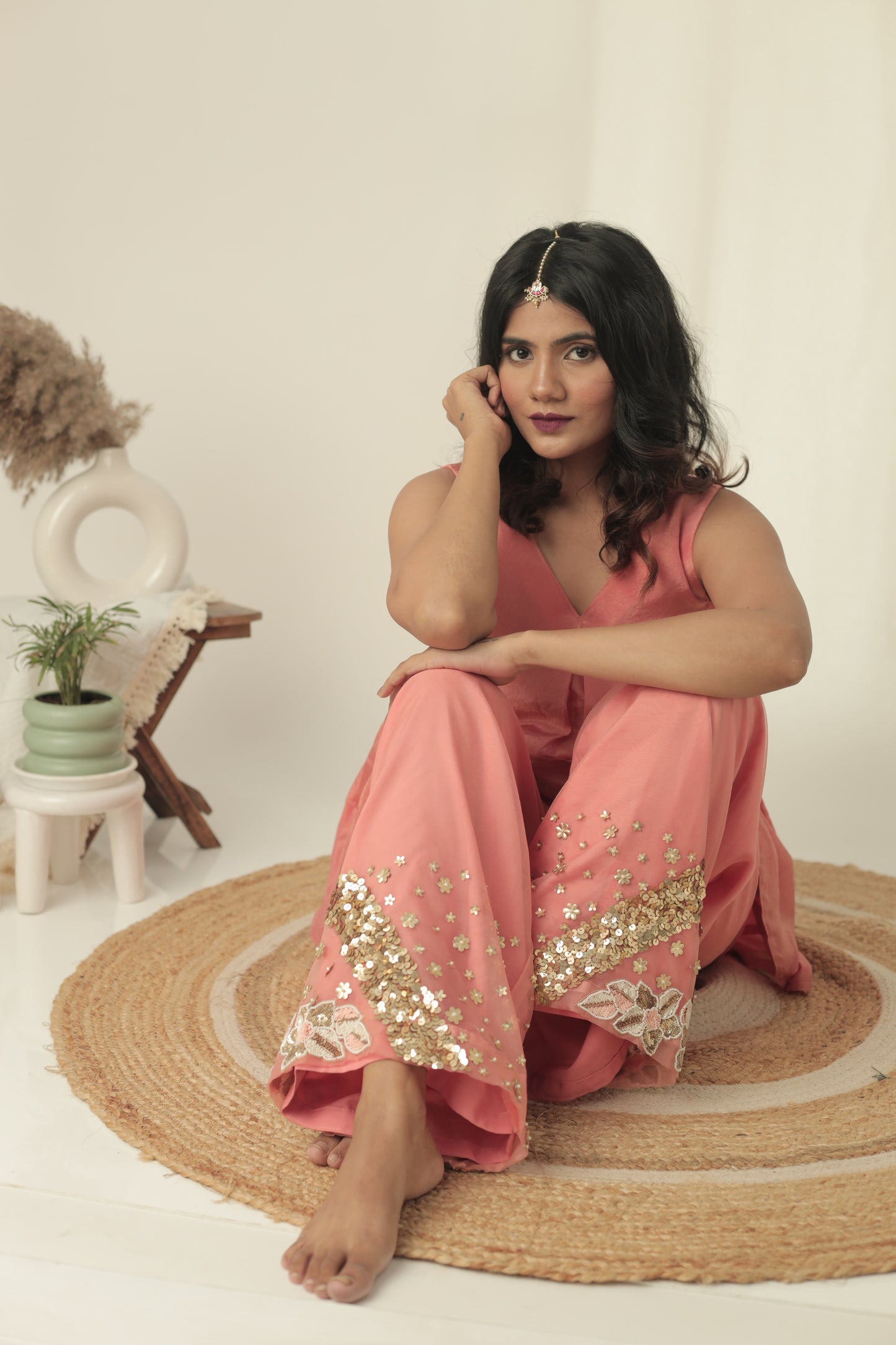 Noor Peach Glow Palazzo Set
