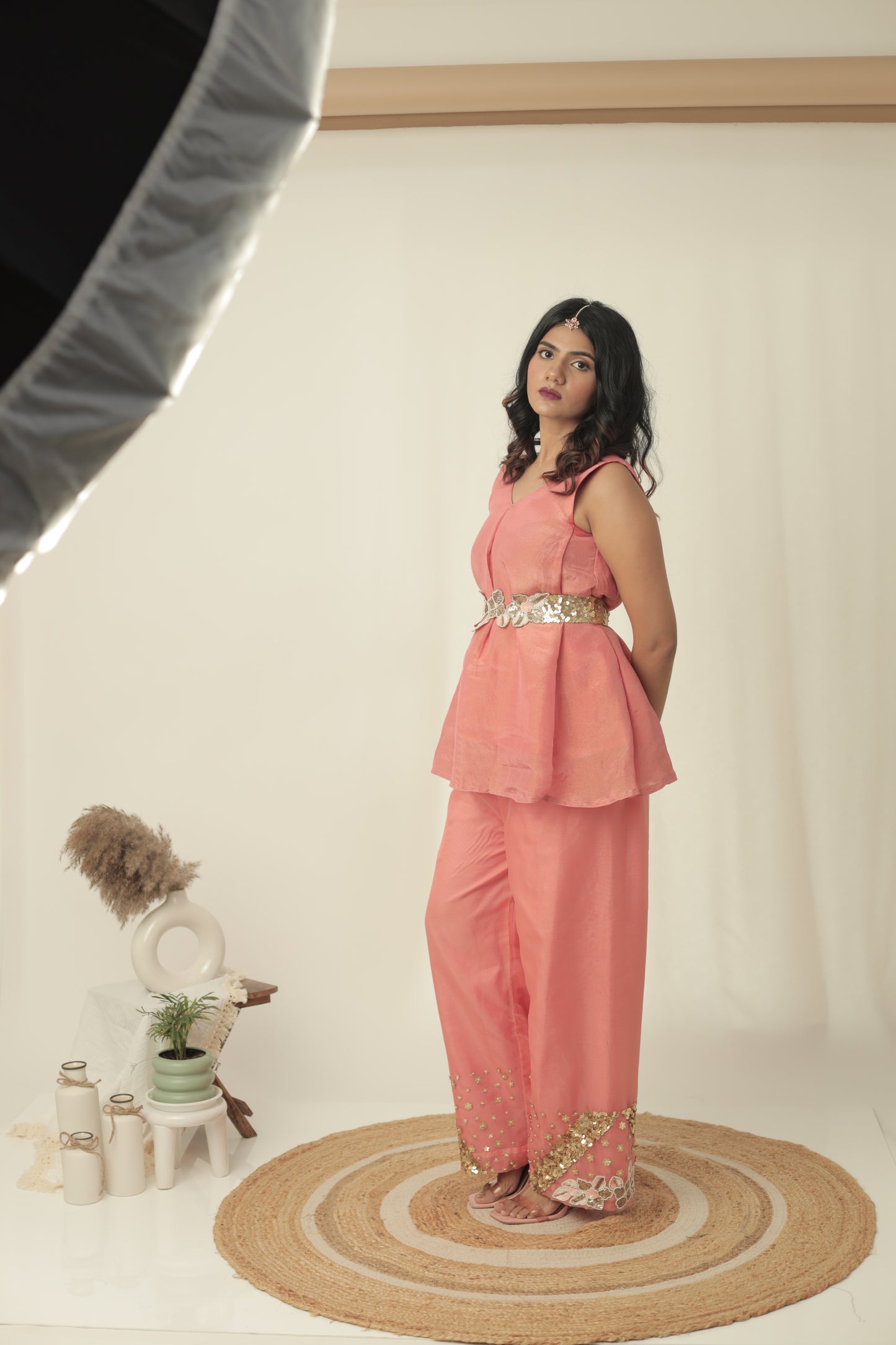 Noor Peach Glow Palazzo Set