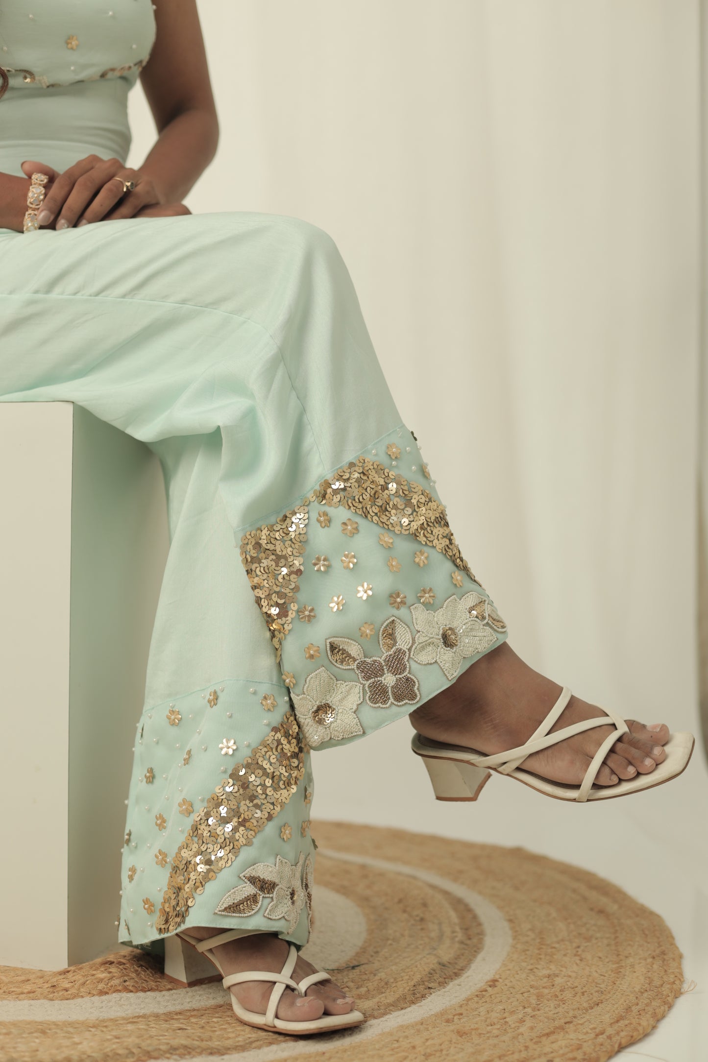 Kala Light Cyan Palazzo Set
