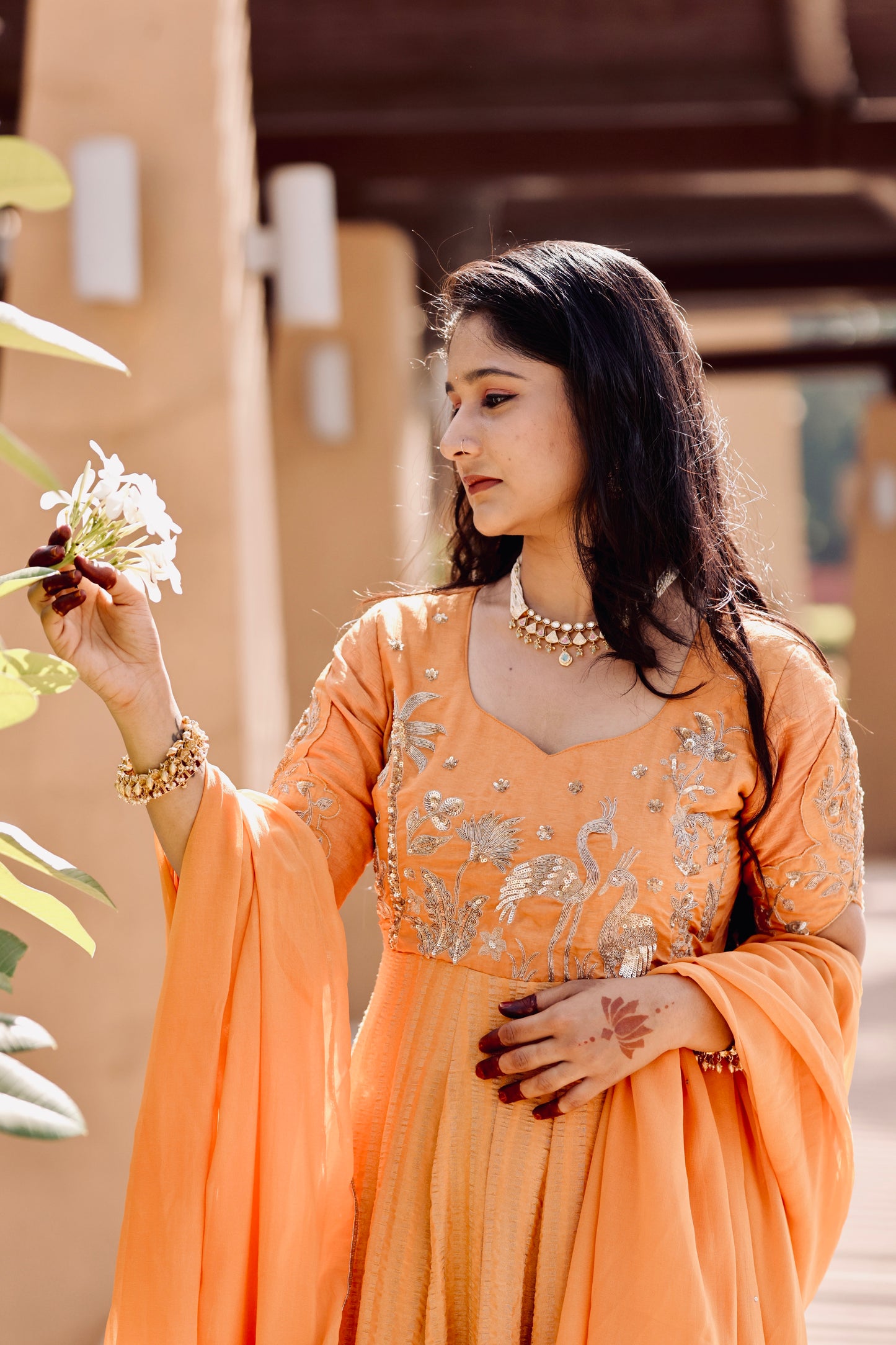 Saanjh Royal Anarkali Set – Mustard Gold