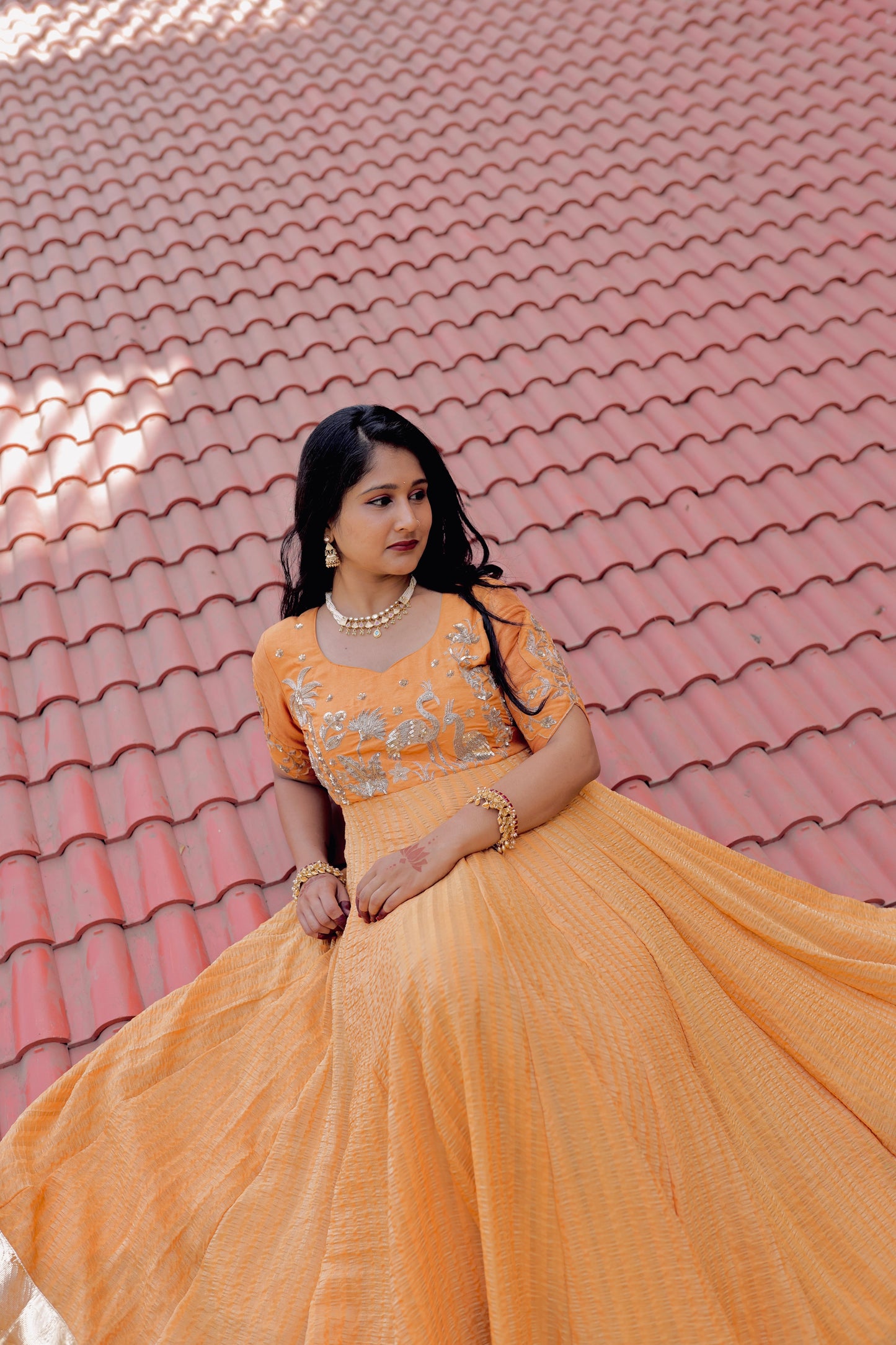 Saanjh Royal Anarkali Set – Mustard Gold