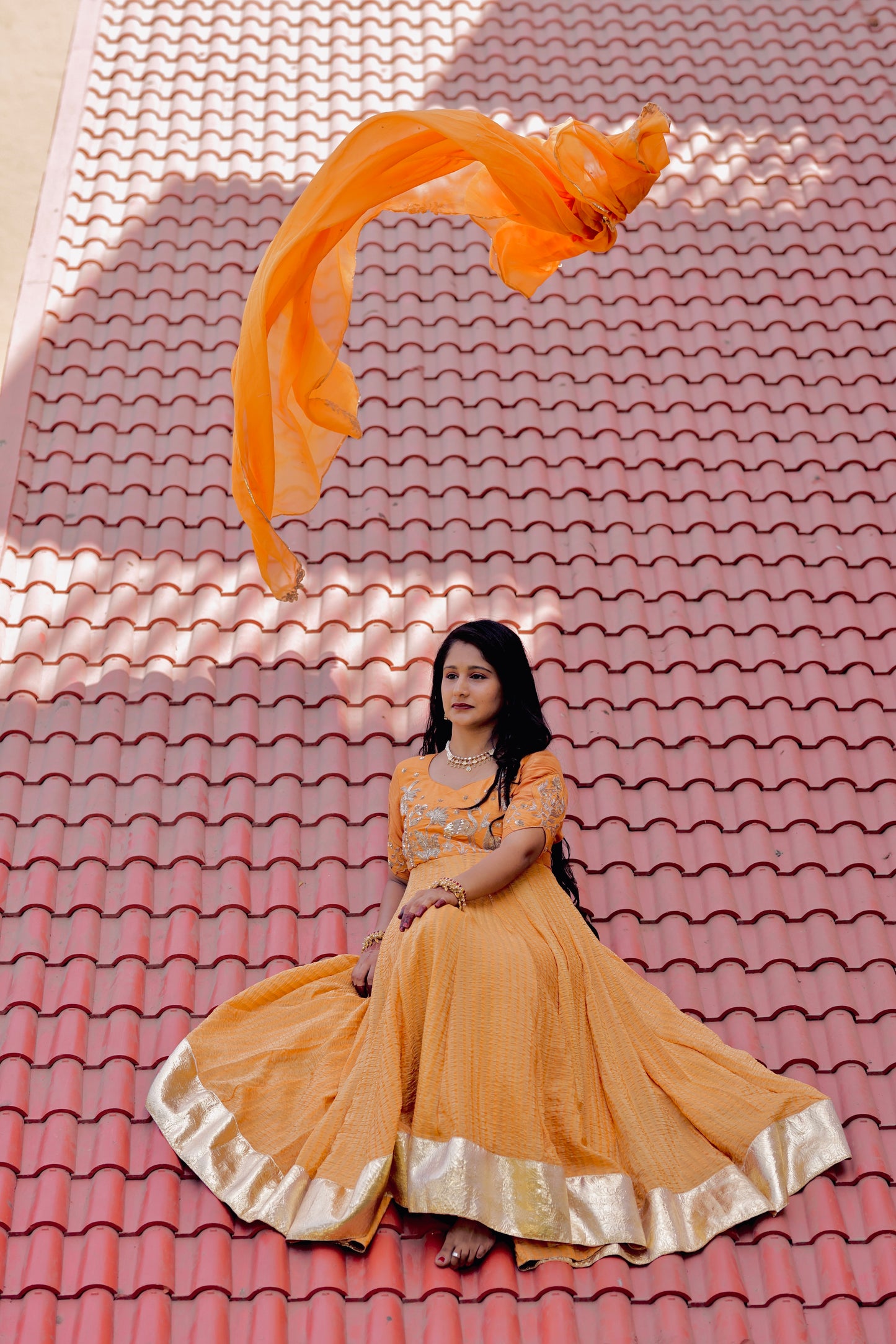 Saanjh Royal Anarkali Set – Mustard Gold