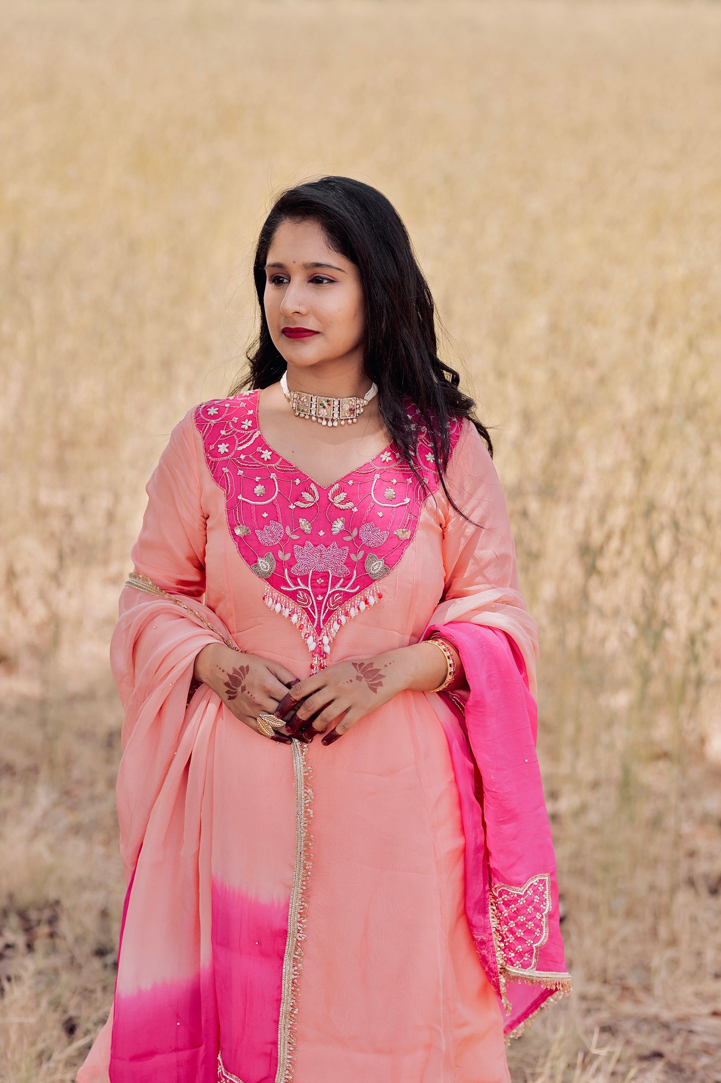 Anaya Salwar Kurta Set – Peach & Pink