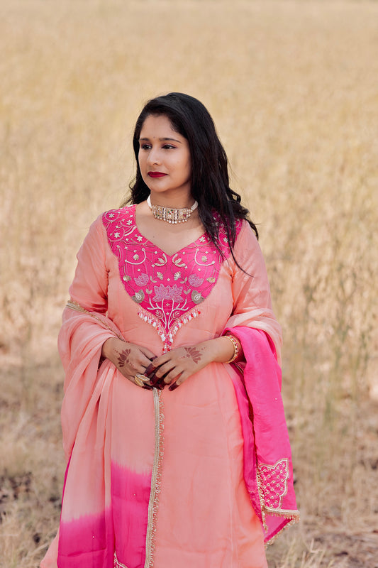 Anaya Salwar Kurta Set – Peach & Pink