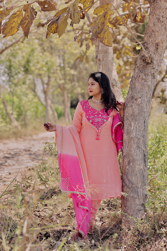 Anaya Salwar Kurta Set – Peach & Pink