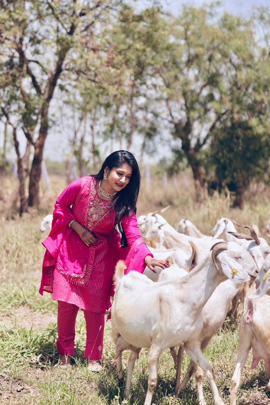 Nazm - Organza Chanderi Kurta Set