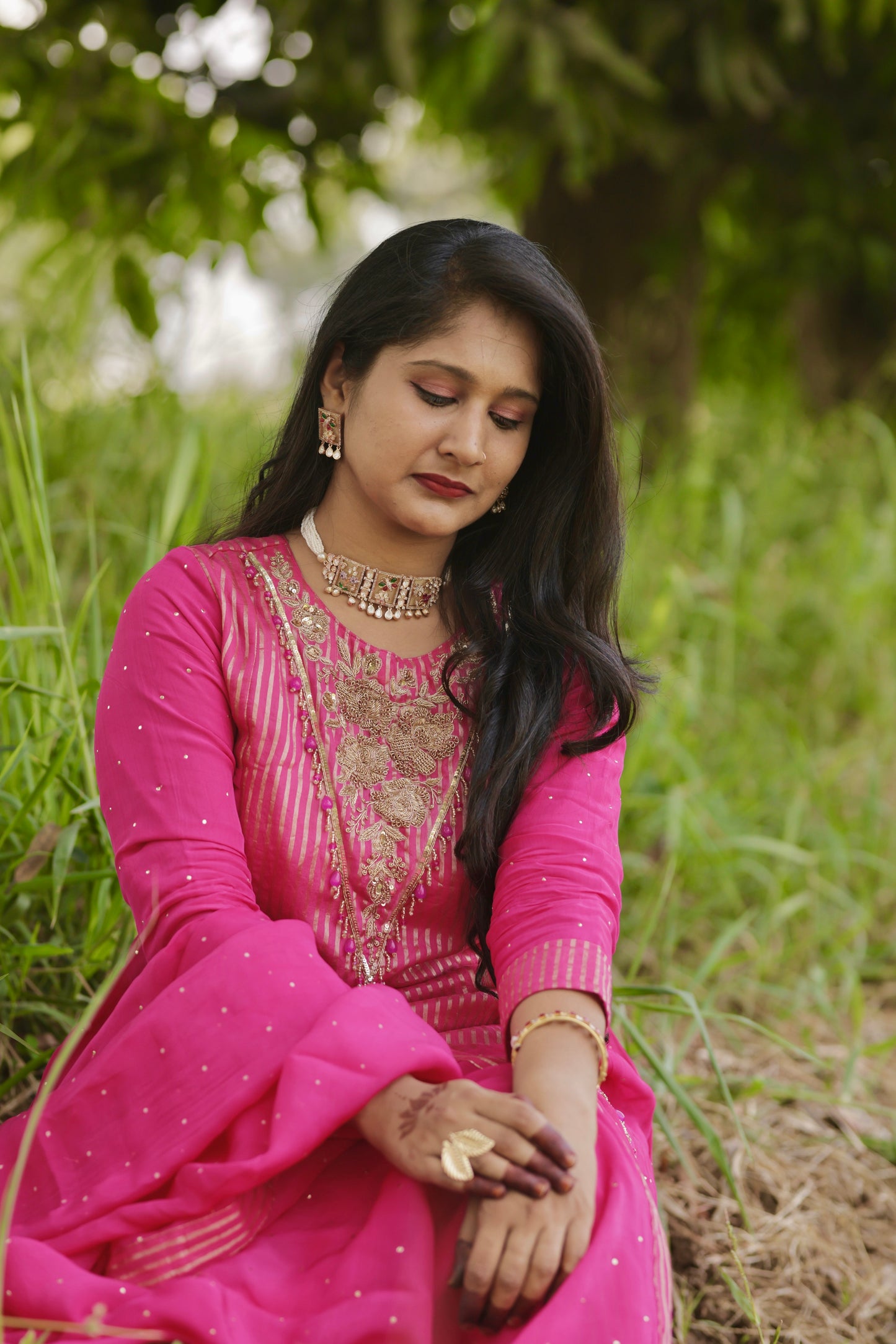 Nazm - Organza Chanderi Kurta Set