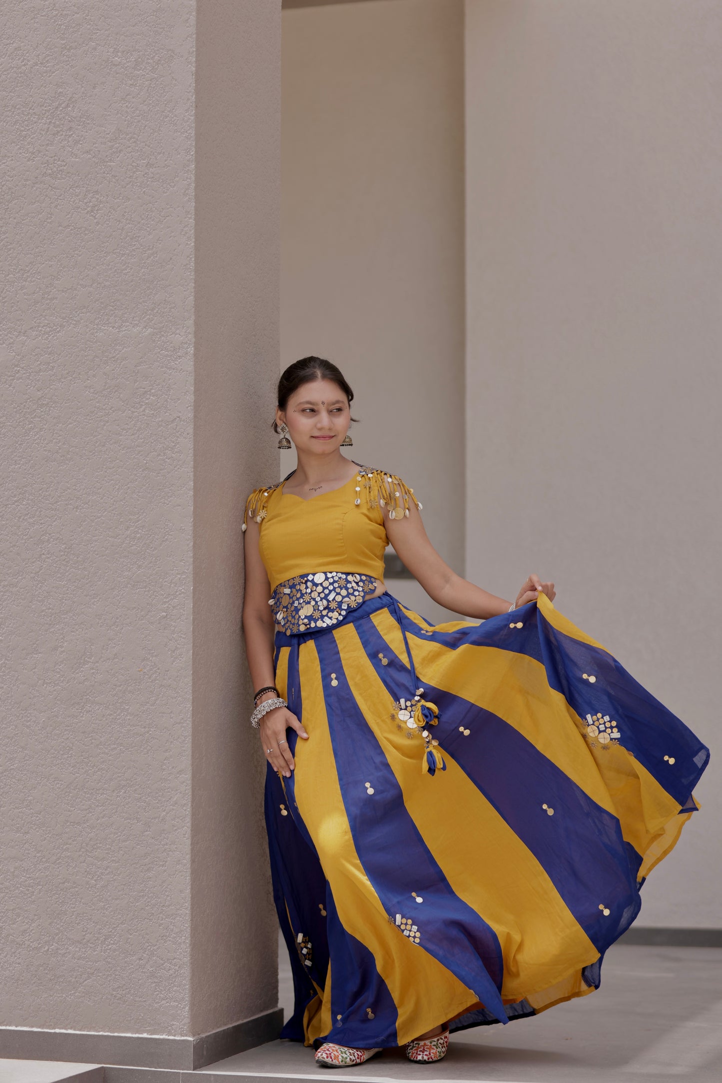 Miraya Lehenga Set – Blue & Yellow
