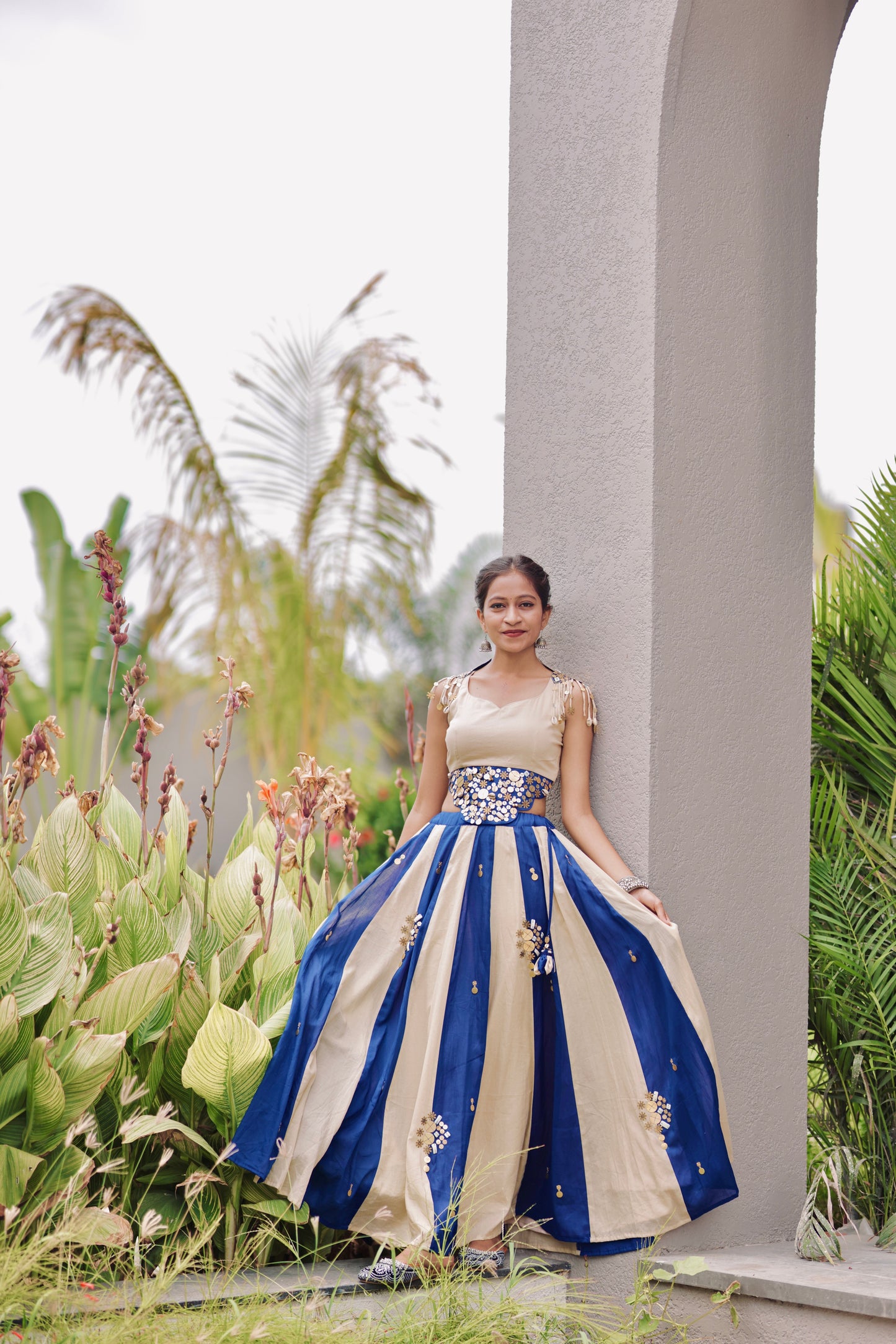 Miraya Lehenga Set – Blue & Beige