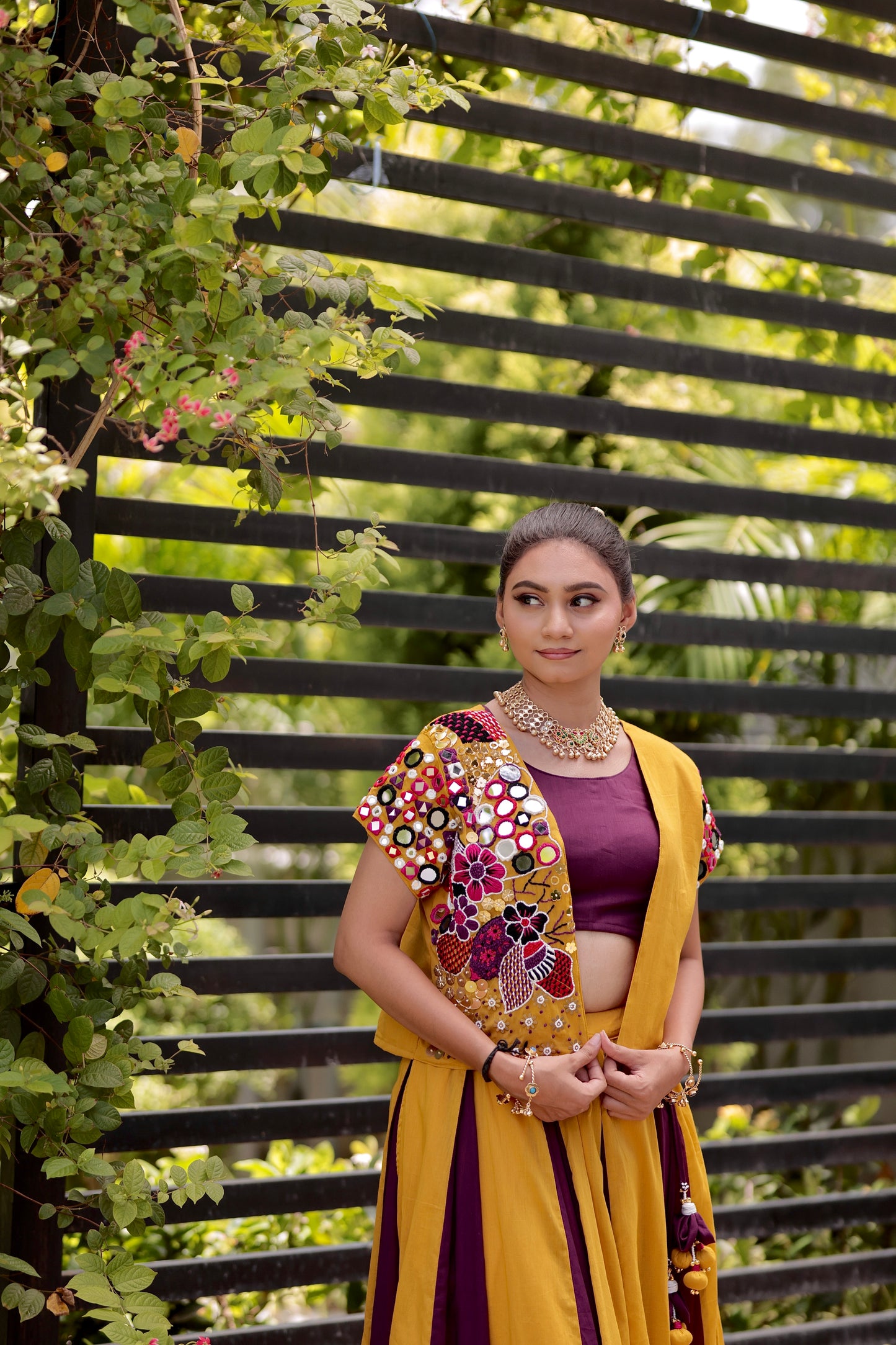 Aabha - Mustard Jacket Lehenga Set