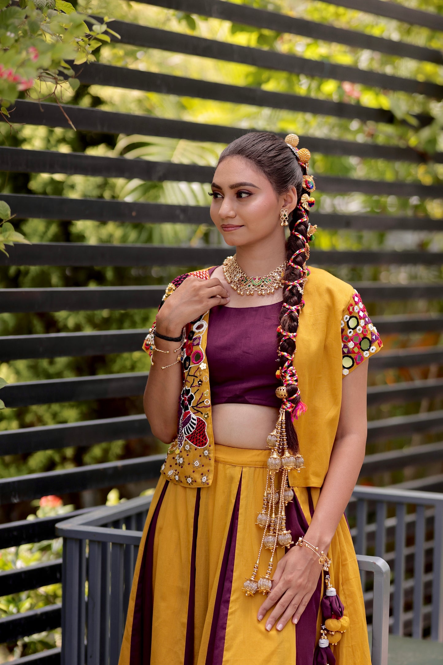 Aabha - Mustard Jacket Lehenga Set