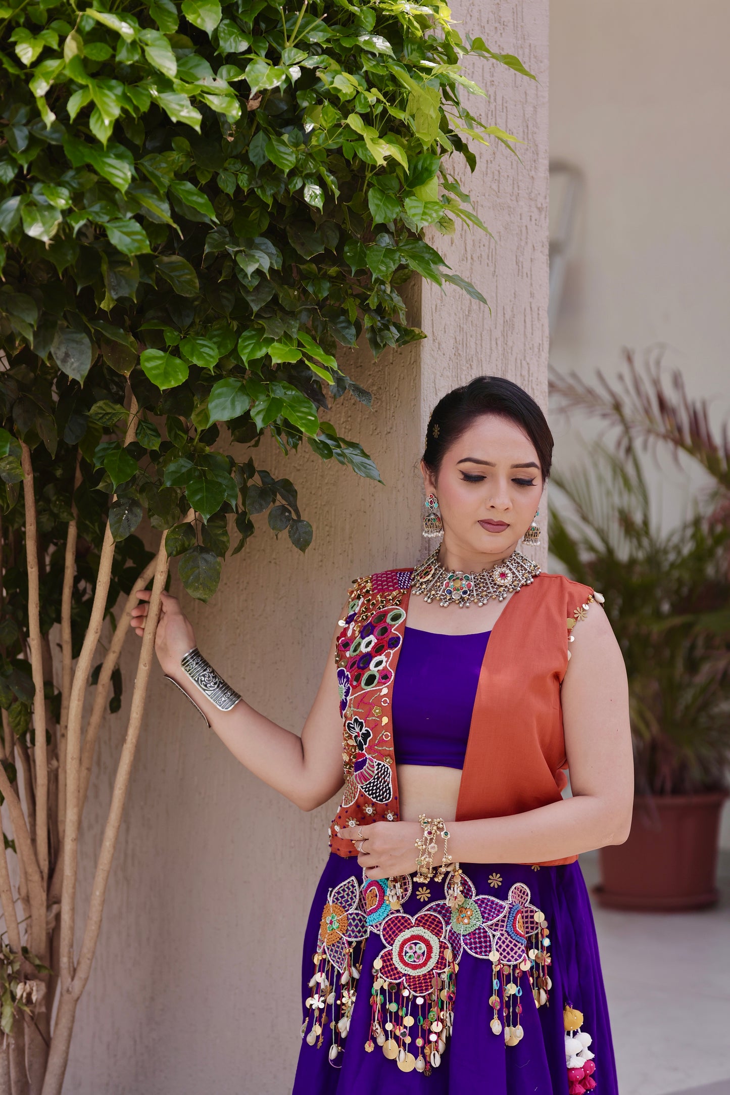 Kiran Rust Jacket Lehenga Set