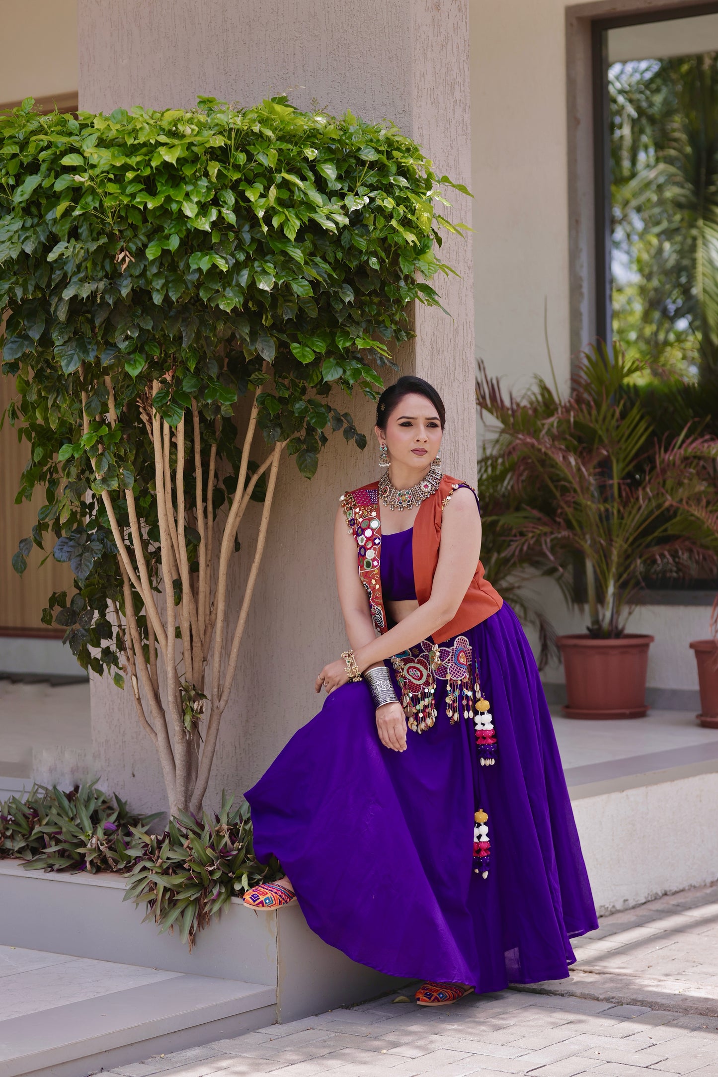 Kiran Rust Jacket Lehenga Set