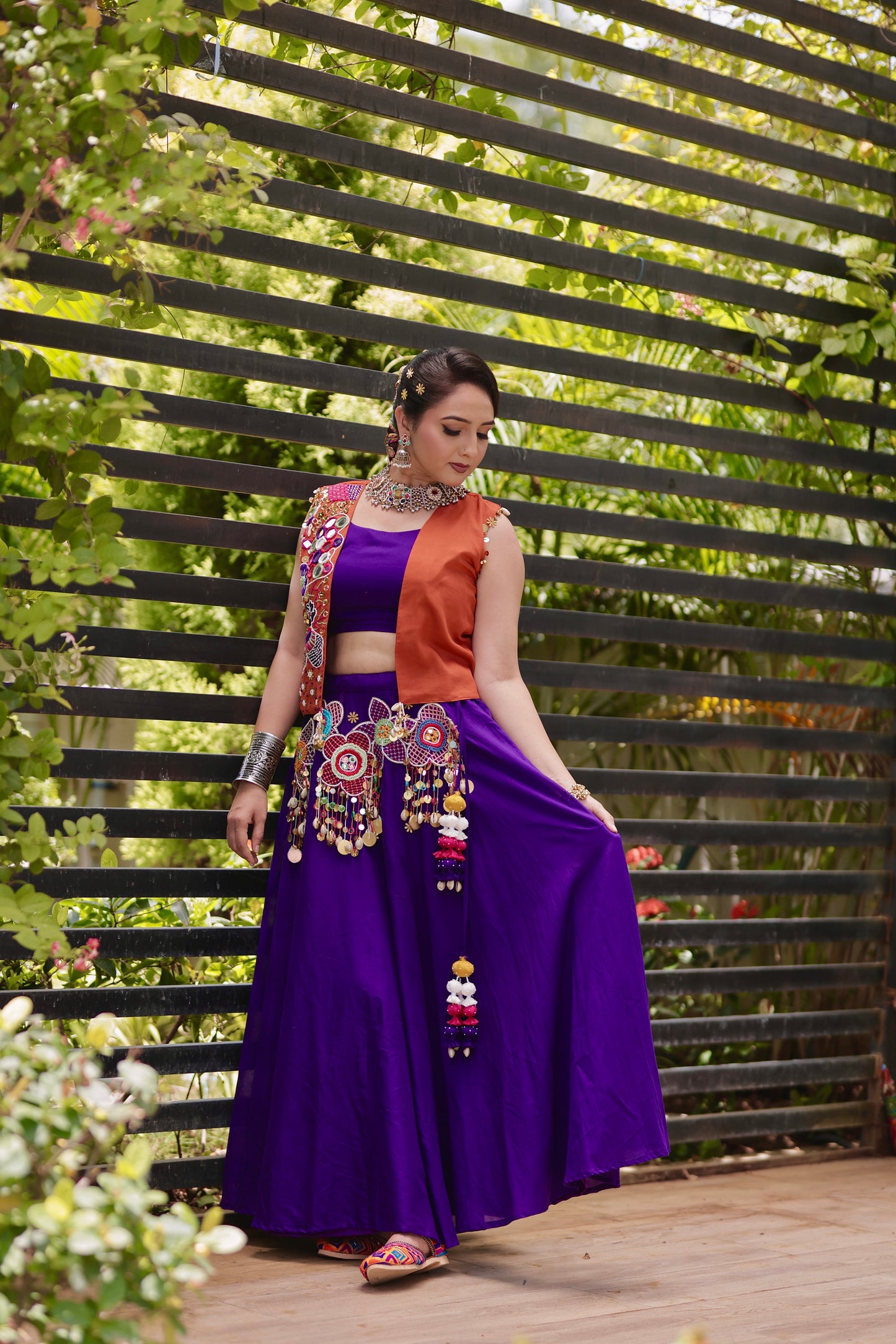 Kiran Rust Jacket Lehenga Set