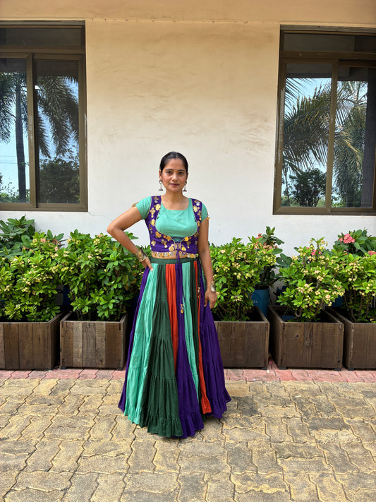 Nandini - Multilayer Lehenga, Blouse Koti Set