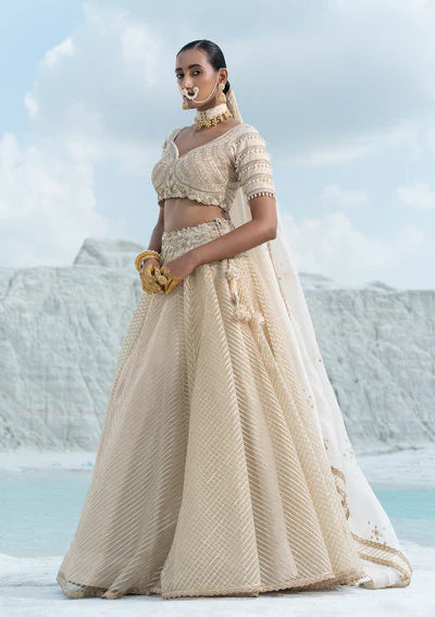 Ivory Embroidered Lehenga Set