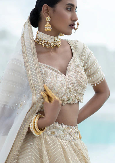 Ivory Embroidered Lehenga Set