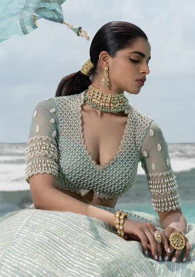 Mint Green Embellished Lehenga Set