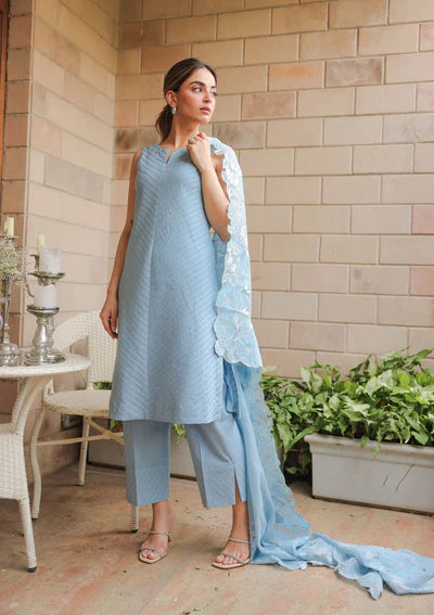 Sky Blue Embroidered Lawn Suit