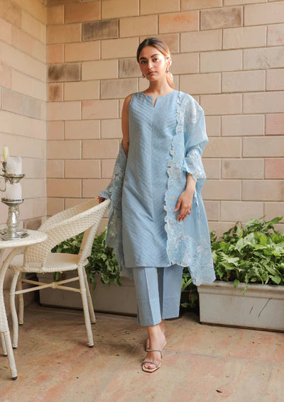 Sky Blue Embroidered Lawn Suit